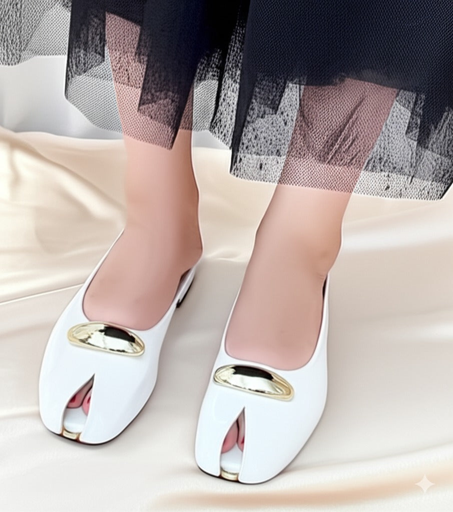 Square Toe Metal Embellished Mules