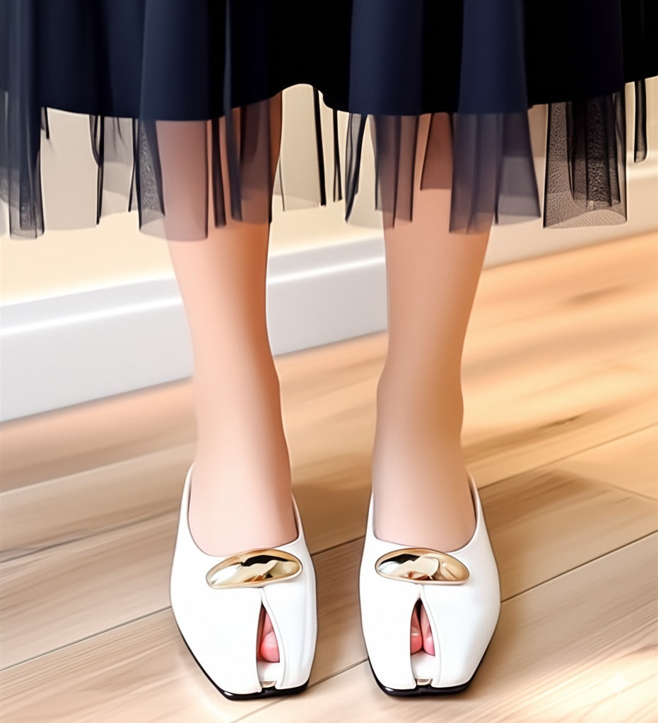 Square Toe Metal Embellished Mules