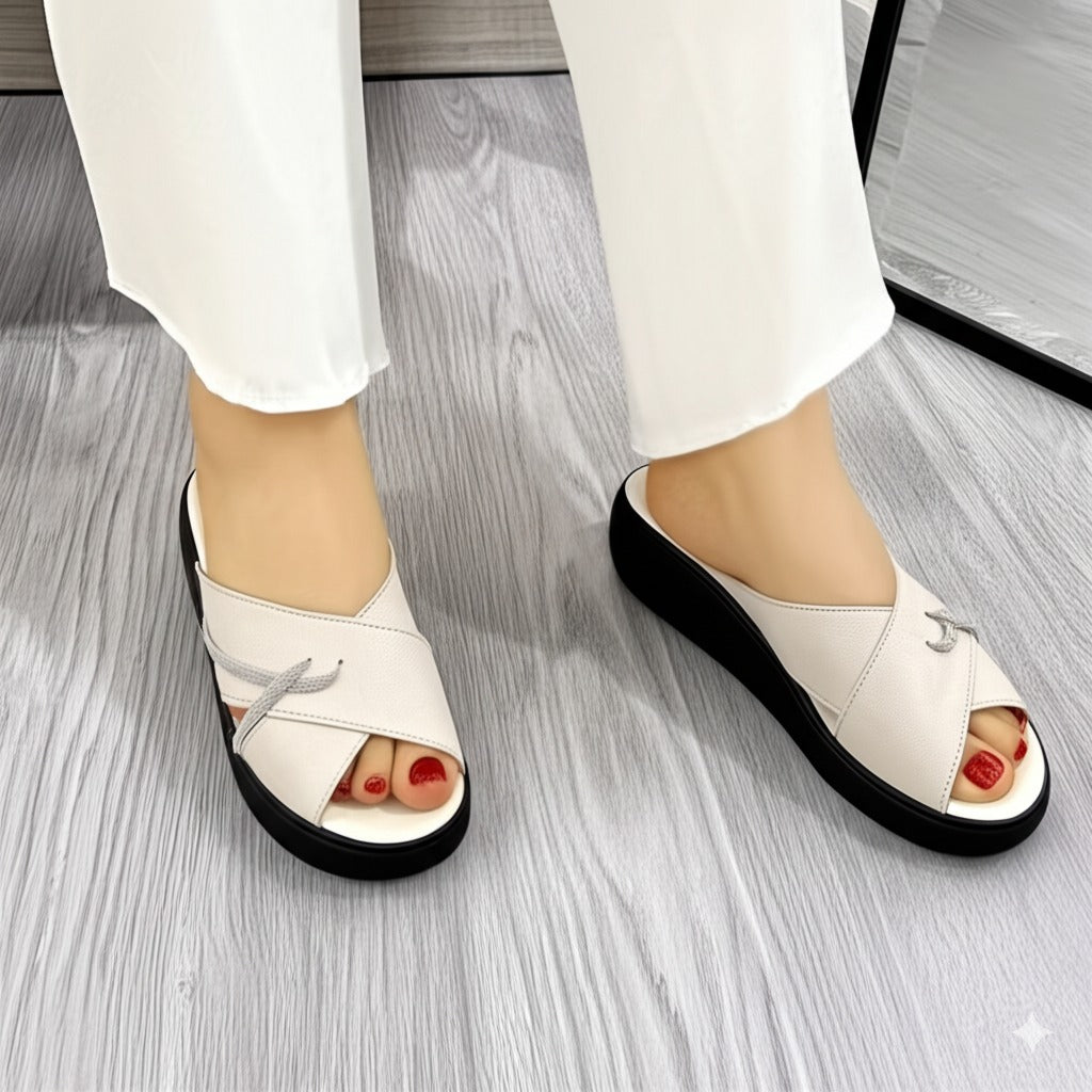 Two - Tone Platform Slide Sandals