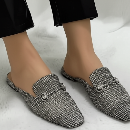 Gingham Patterned Slip - On Loafers