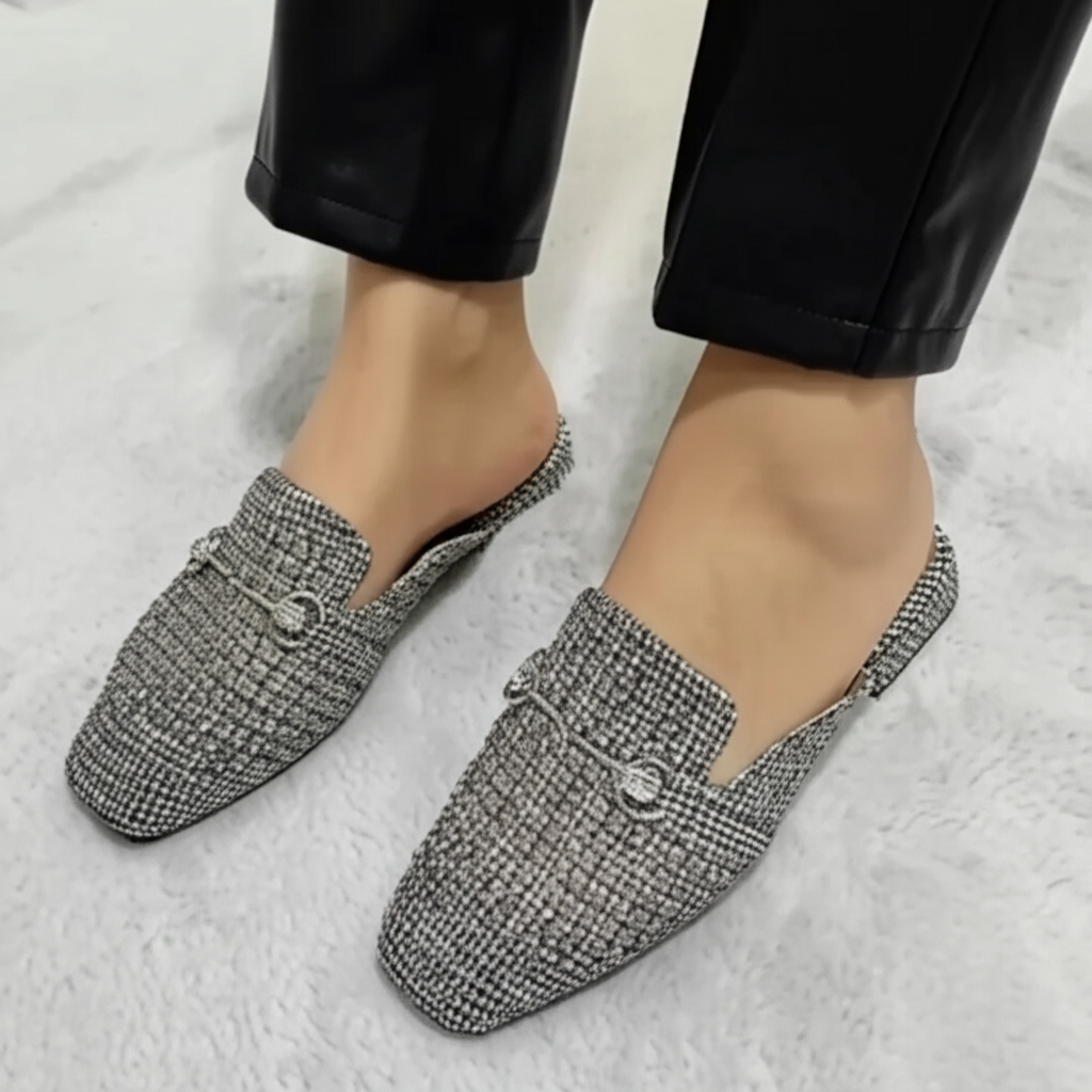 Gingham Patterned Slip - On Loafers