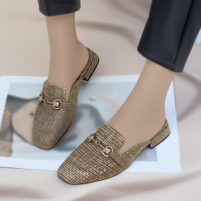 Gingham Patterned Slip - On Loafers