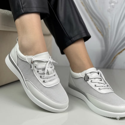 Mesh Panel Lace - Up Sneakers