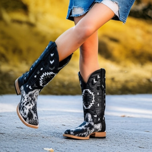 Patterned Leather Cowboy Boots