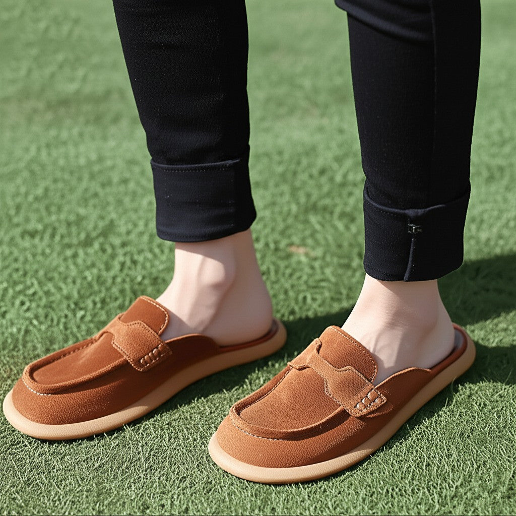 Suede Slip On Mule Loafers