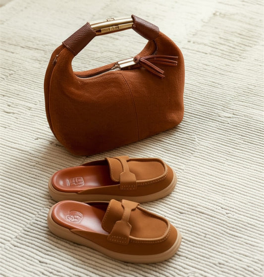 Suede Slip On Mule Loafers