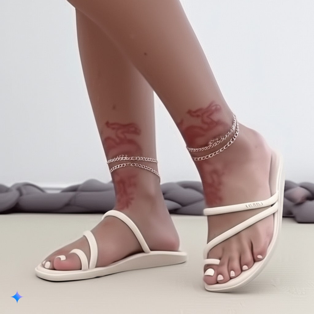 Dainty Double - Strap Slide Sandals