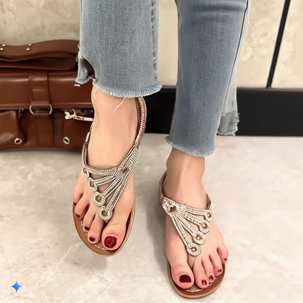 Sparkling Rhinestone Embellished Thong Sandals