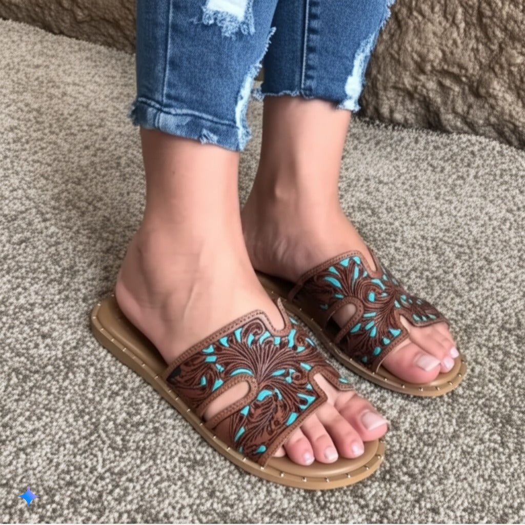 Embossed Slide Sandals