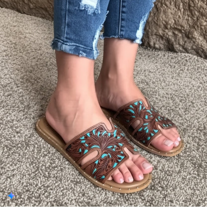 Embossed Slide Sandals