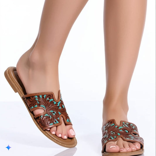 Embossed Slide Sandals