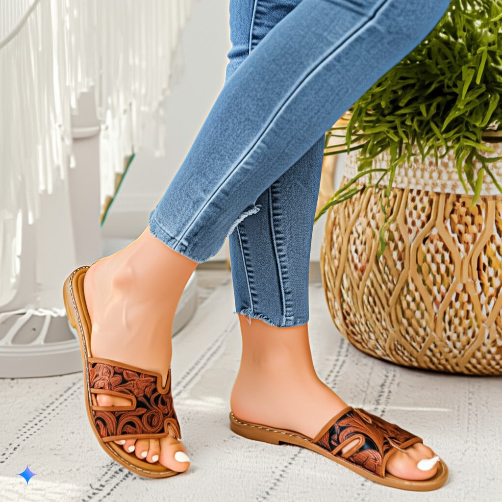 Embossed Slide Sandals