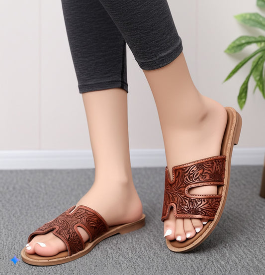 Embossed Slide Sandals