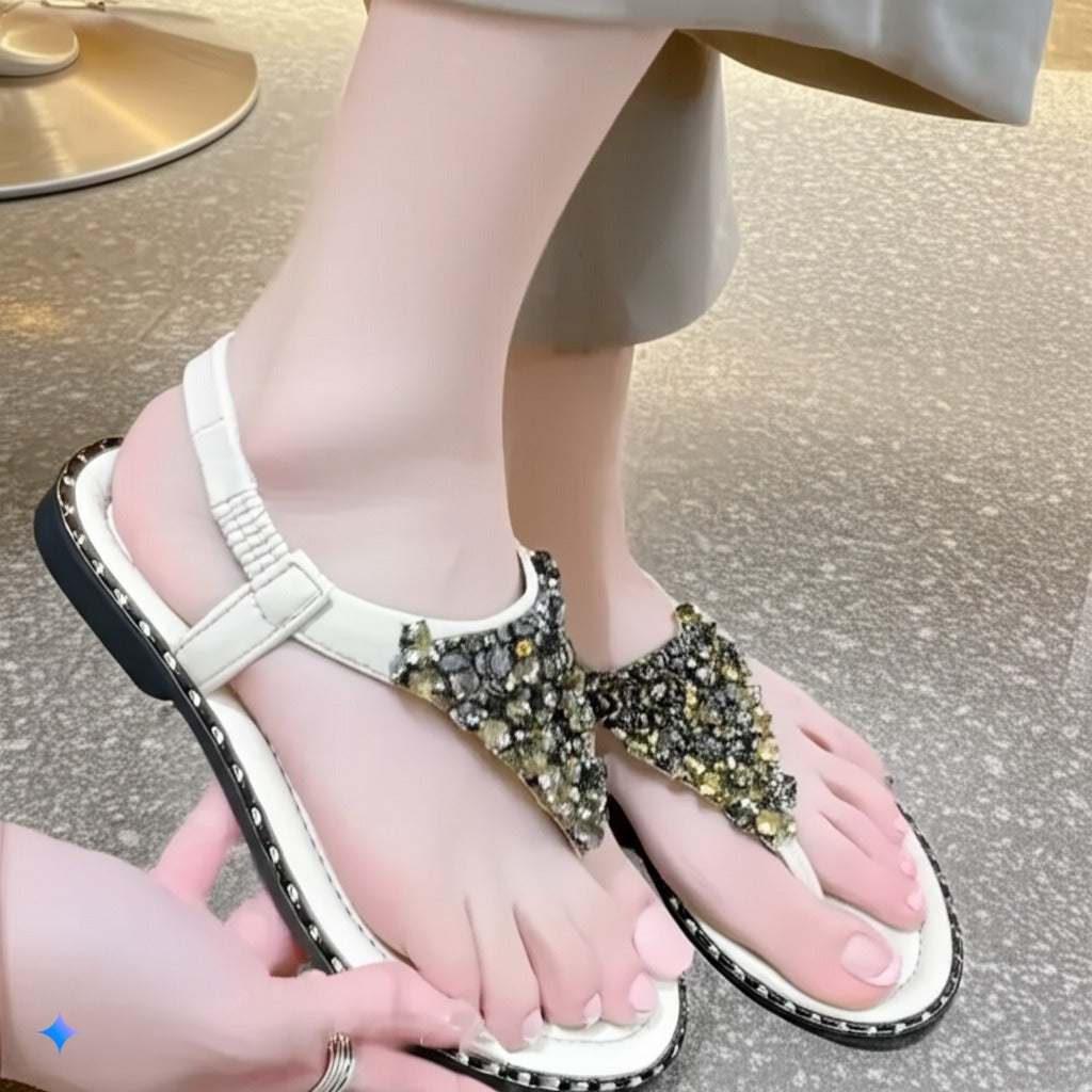 Embellished Studded Thong Sandals