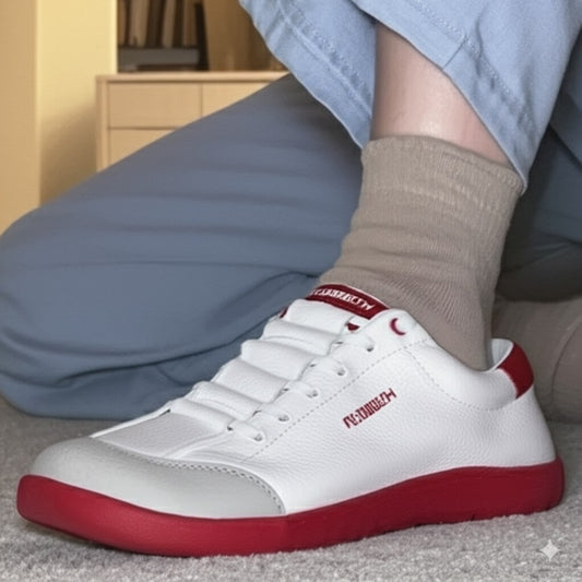White And Red Low - Top Sneakers
