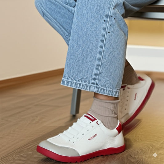 White And Red Low - Top Sneakers