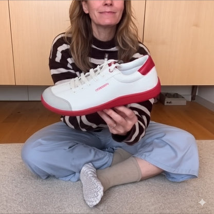 White And Red Low - Top Sneakers