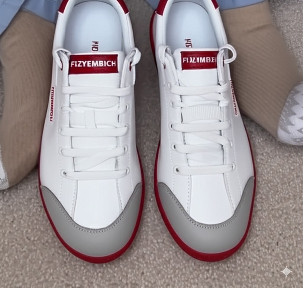 White And Red Low - Top Sneakers