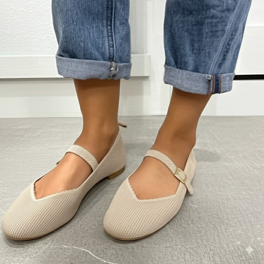 Ribbed Mary Jane Flats