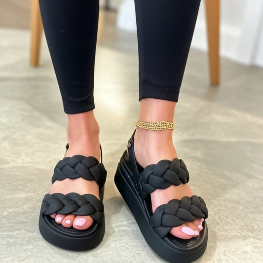 Braided Strap Chunky Platform Sandals