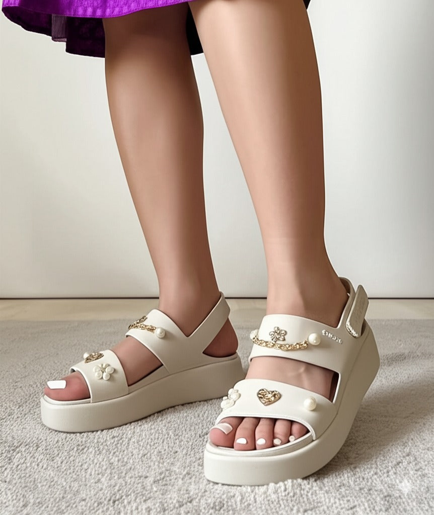 Pearl & Embellished Platform Sandals