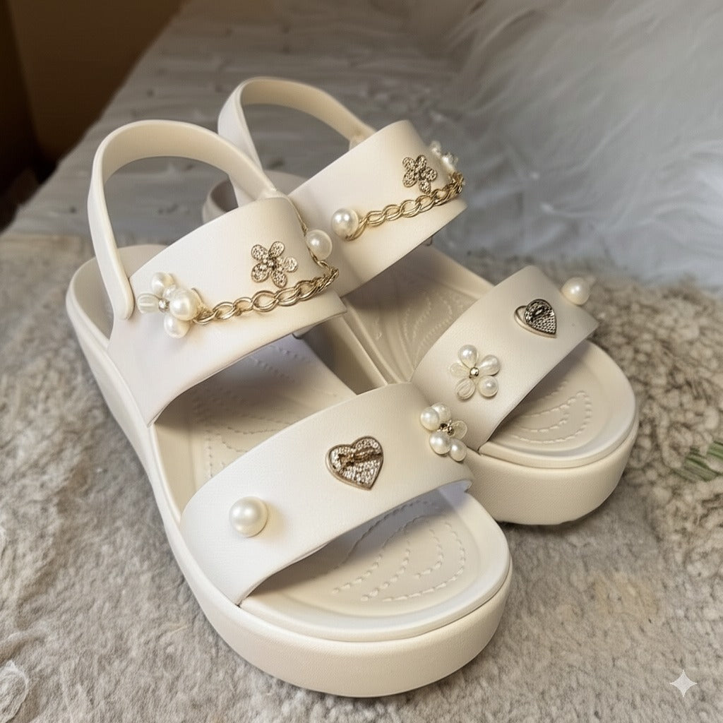 Pearl & Embellished Platform Sandals