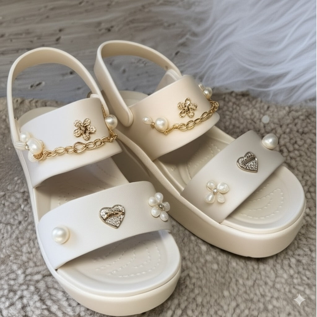 Pearl & Embellished Platform Sandals