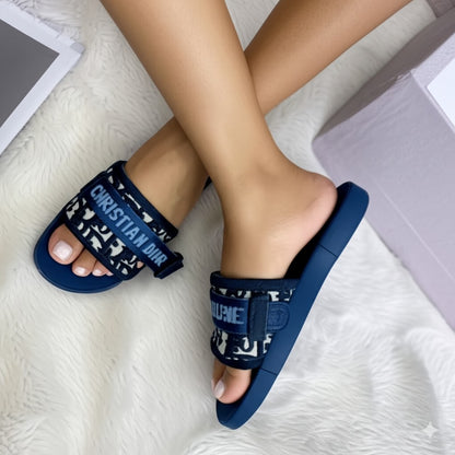 Embroidered Slide Sandals
