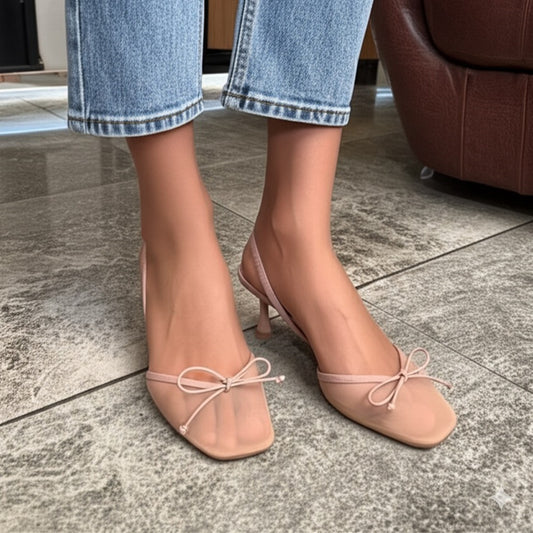 Embellished Kitten Heel Slingbacks