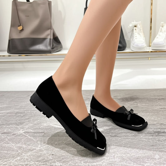 Fashion Square Toe Bow Shoes