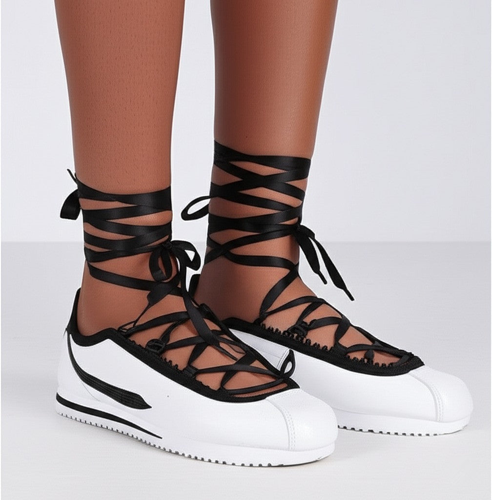 Round Head Running Tape Tether Sneaker