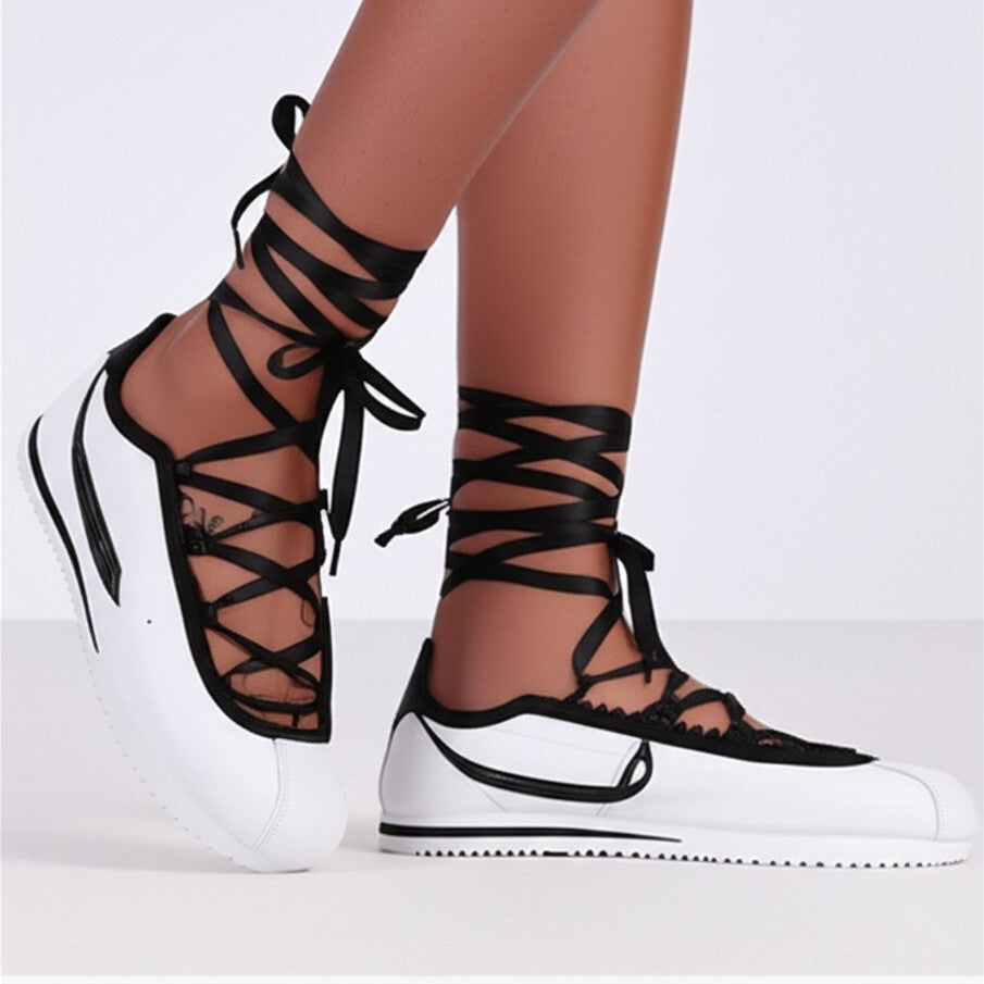 Round Head Running Tape Tether Sneaker
