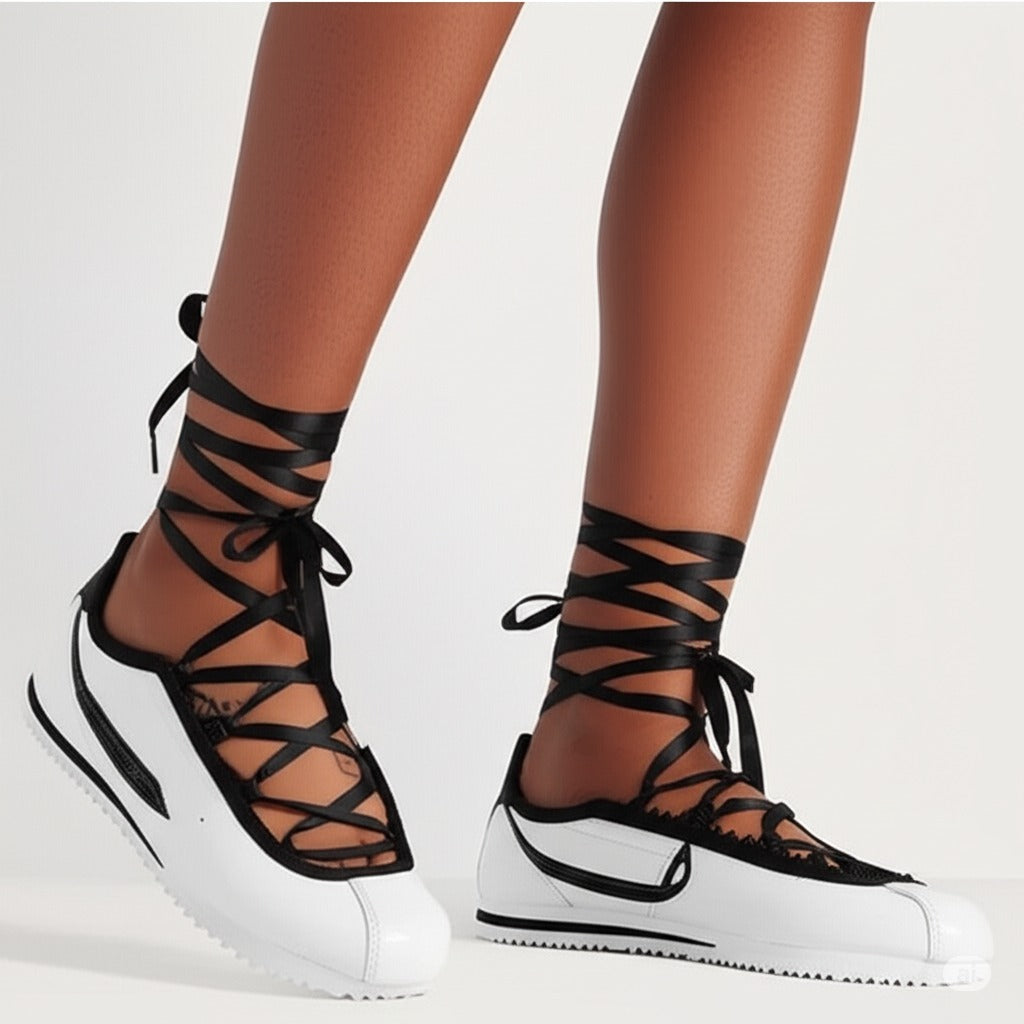 Round Head Running Tape Tether Sneaker