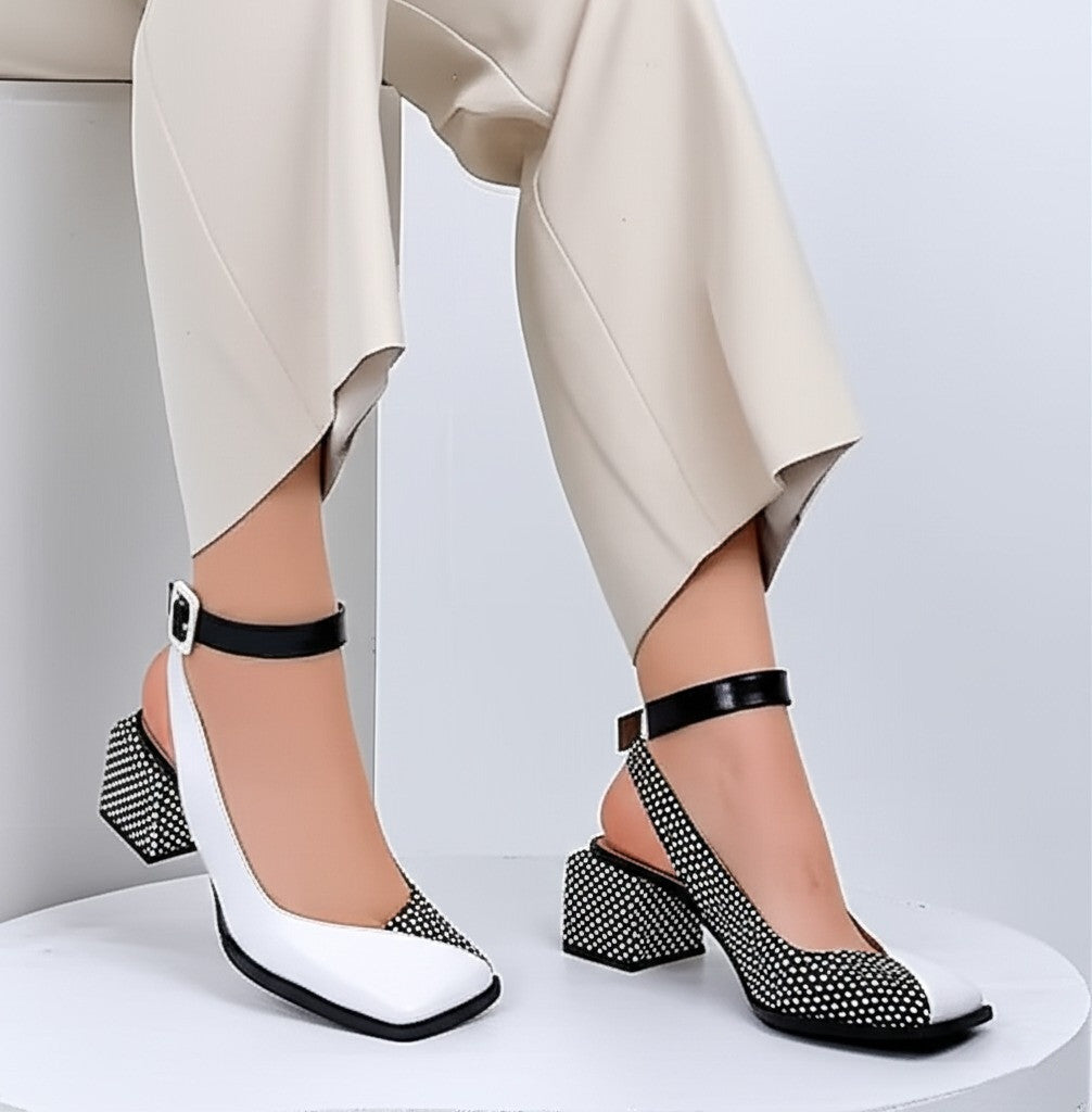 Ankle Strap Block Heel Pumps