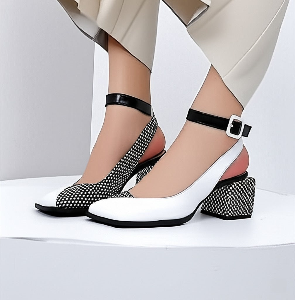 Ankle Strap Block Heel Pumps