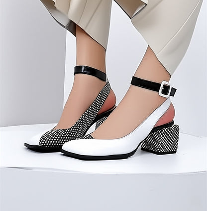 Ankle Strap Block Heel Pumps