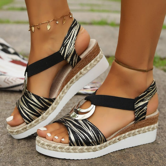Women's Wedge Shoes With Metal Buckle