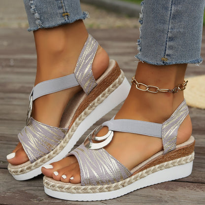 Women's Wedge Shoes With Metal Buckle