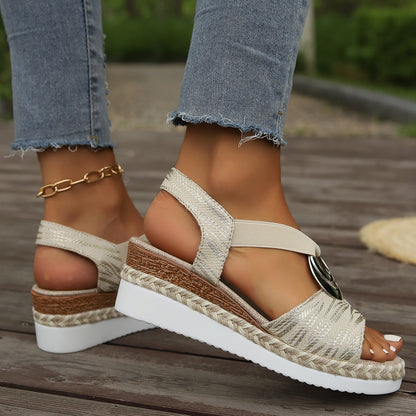 Women's Wedge Shoes With Metal Buckle