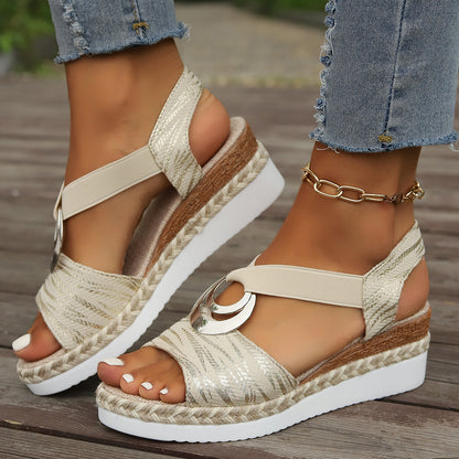 Women's Wedge Shoes With Metal Buckle