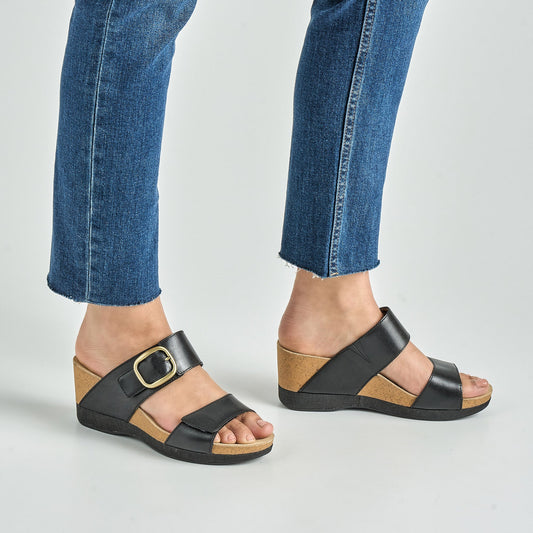 Snake Print Wedge Sandals With Buckle Detail