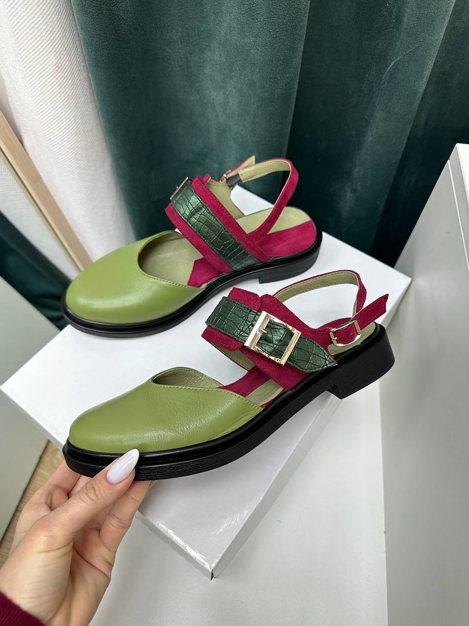 Buckle Strap Slingback Flats
