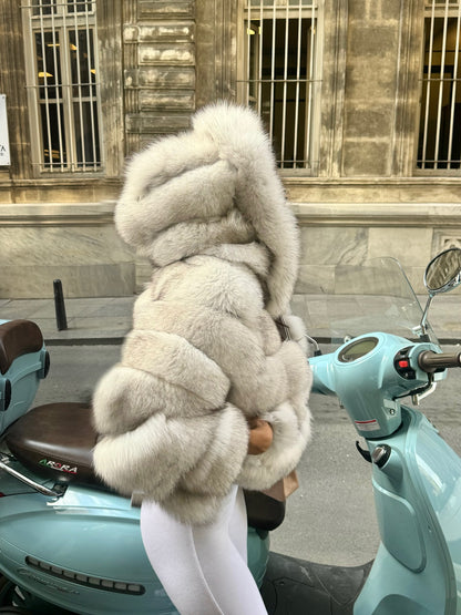 White Faux Fur Hooded Jacket