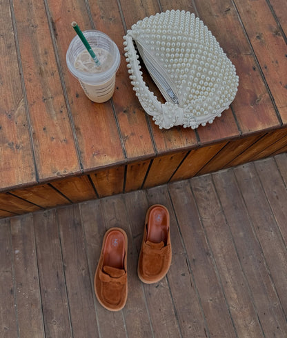 Suede Slip On Mule Loafers