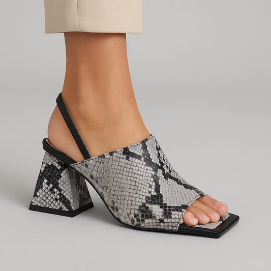 Square-Heeled Snake Sandals