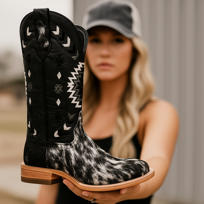 Patterned Leather Cowboy Boots
