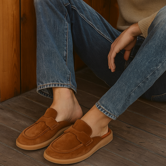 Suede Slip On Mule Loafers