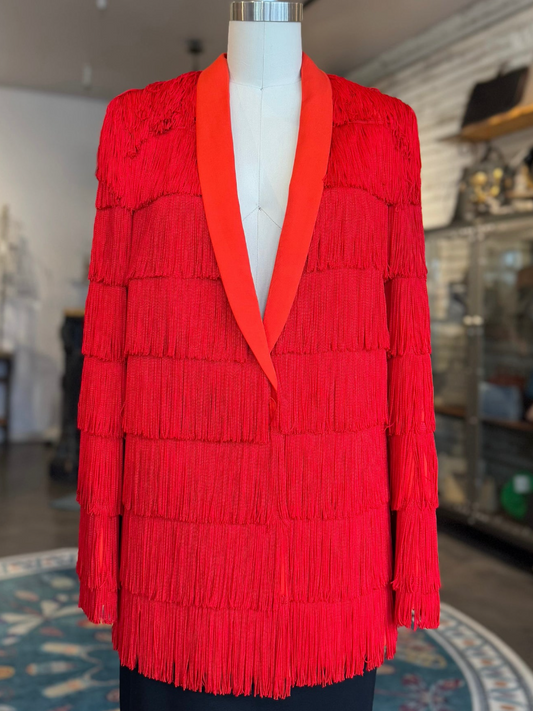 Laminated Fringed Blazer