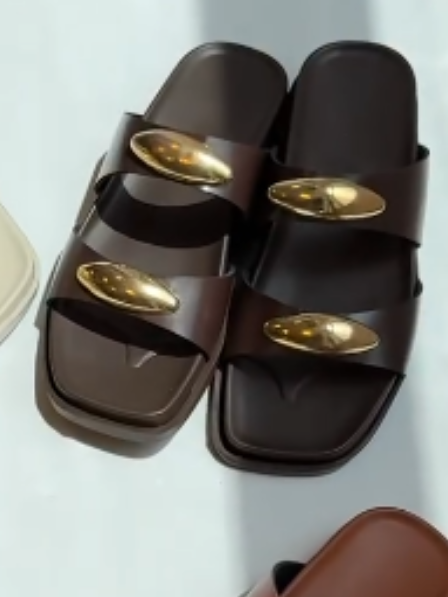 Metal Accessories Casual Flat Sandals