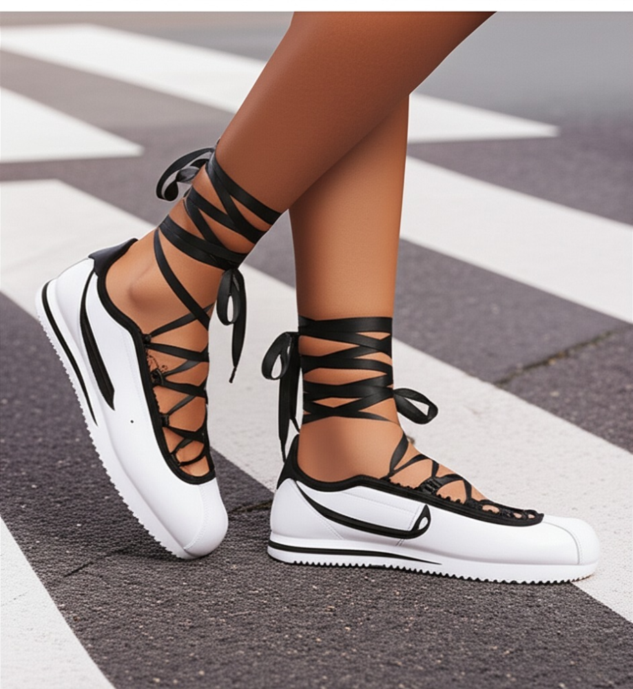 Round Head Running Tape Tether Sneaker